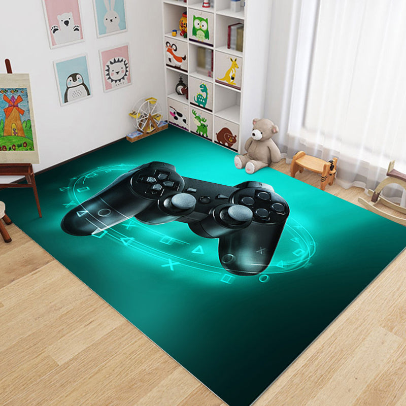 Black Game Controllers Rug Polyeter Modern Rug Washable Rug for Drawing Room
