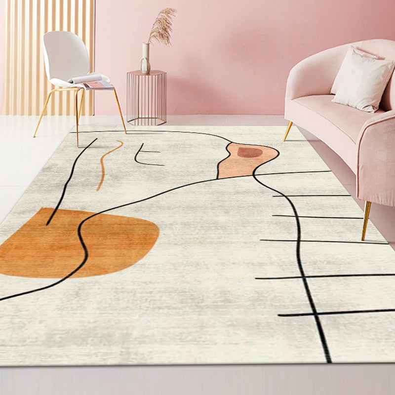 Tapis de couleur en polyester moderne orange tapis de support sans glissement pour décoration intérieure