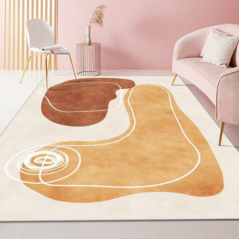 Tapis de couleur en polyester moderne orange tapis de support sans glissement pour décoration intérieure