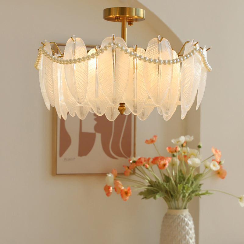 Faire de plumes lampe de plafond support de fer moderne monte à chasse à lampe à lampe en verre pour balcon