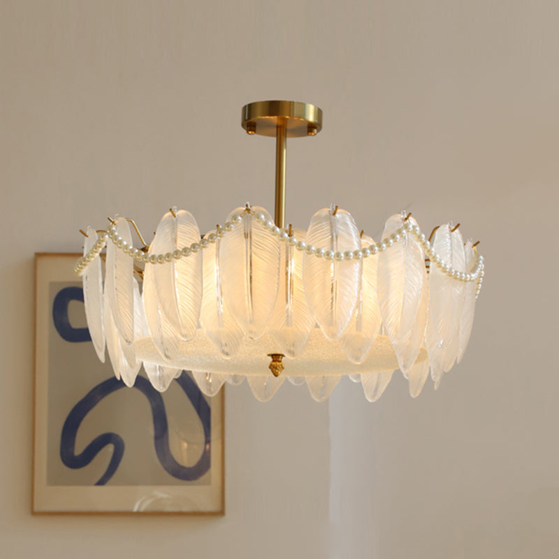 Faire de plumes lampe de plafond support de fer moderne monte à chasse à lampe à lampe en verre pour balcon