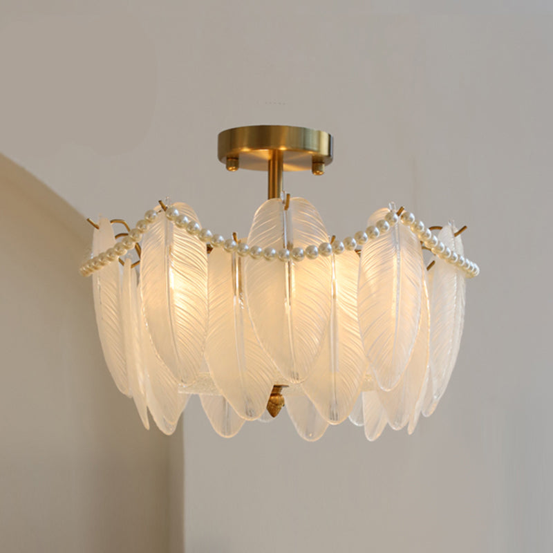 Faire de plumes lampe de plafond support de fer moderne monte à chasse à lampe à lampe en verre pour balcon