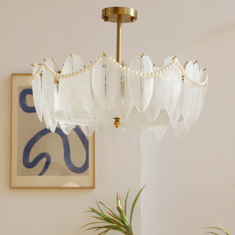 Faire de plumes lampe de plafond support de fer moderne monte à chasse à lampe à lampe en verre pour balcon