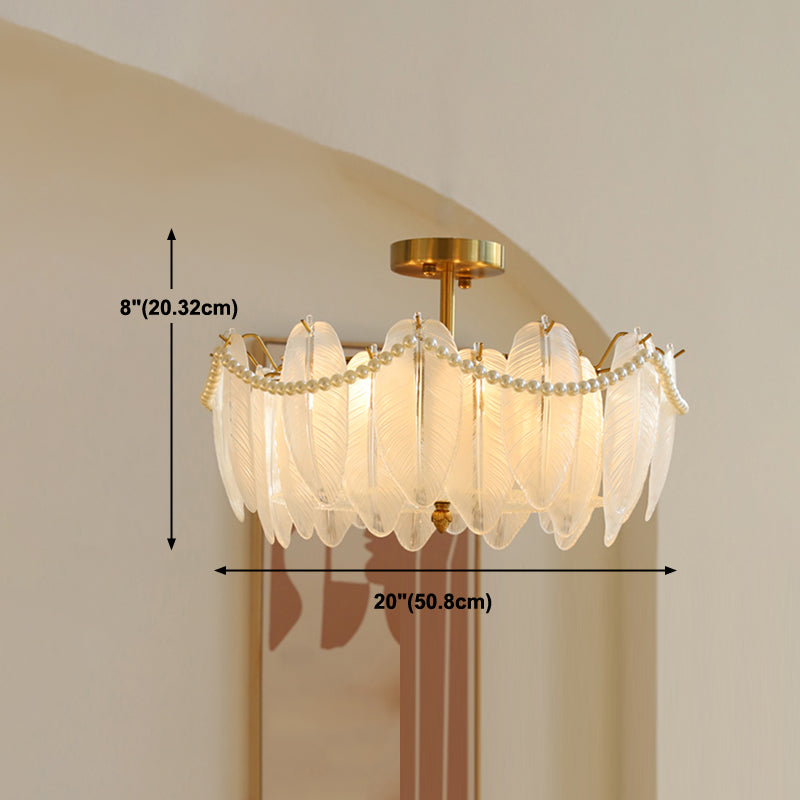 Faire de plumes lampe de plafond support de fer moderne monte à chasse à lampe à lampe en verre pour balcon