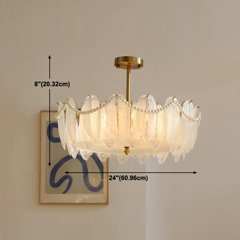 Faire de plumes lampe de plafond support de fer moderne monte à chasse à lampe à lampe en verre pour balcon