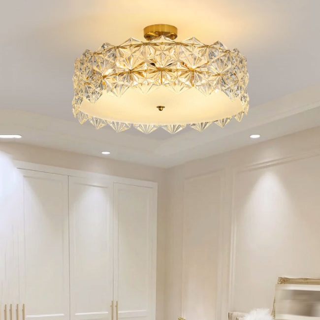 Plafon de forme ronde Mount de chasse moderne en fer moderne avec abat-jour en verre pour étudier