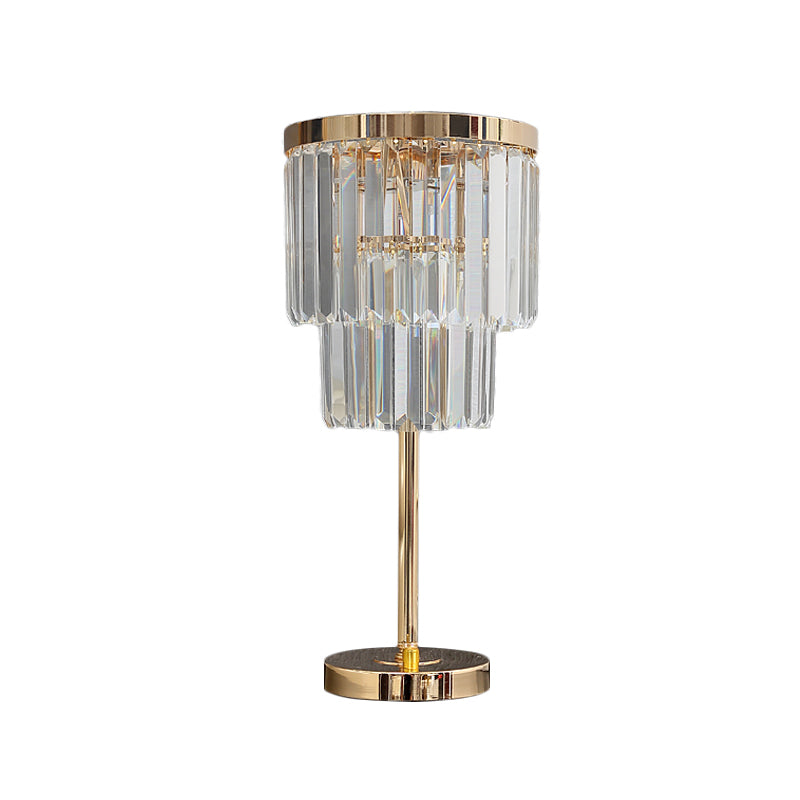 Lampazione del compito a LED modernista oro lampada da lettura a 2 strati con tonalità cristallo smussata
