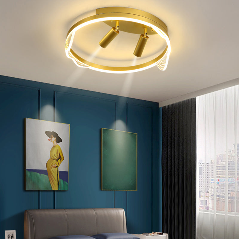 Circular Ceiling Light Fixture Modern Style Metal LED Bedroom Ceiling Fixture