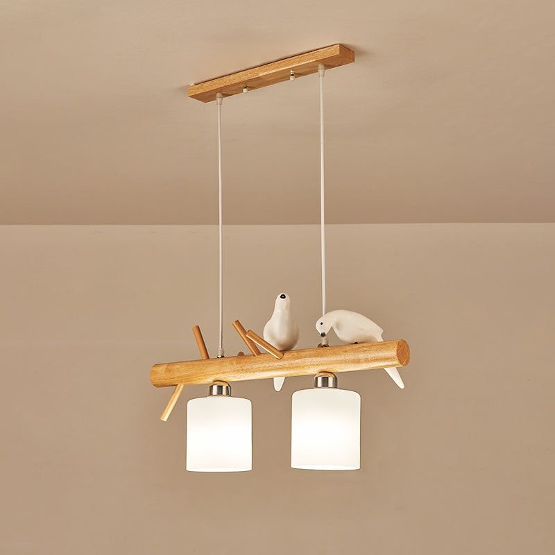 Luz de la isla colgante de cilindro de estilo moderno lámparas colgantes de vidrio blanco