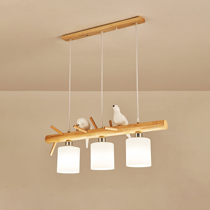 Luz de la isla colgante de cilindro de estilo moderno lámparas colgantes de vidrio blanco