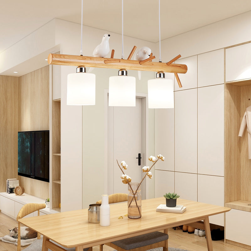 Luz de la isla colgante de cilindro de estilo moderno lámparas colgantes de vidrio blanco