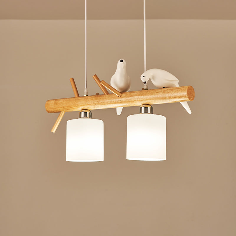 Luz de la isla colgante de cilindro de estilo moderno lámparas colgantes de vidrio blanco