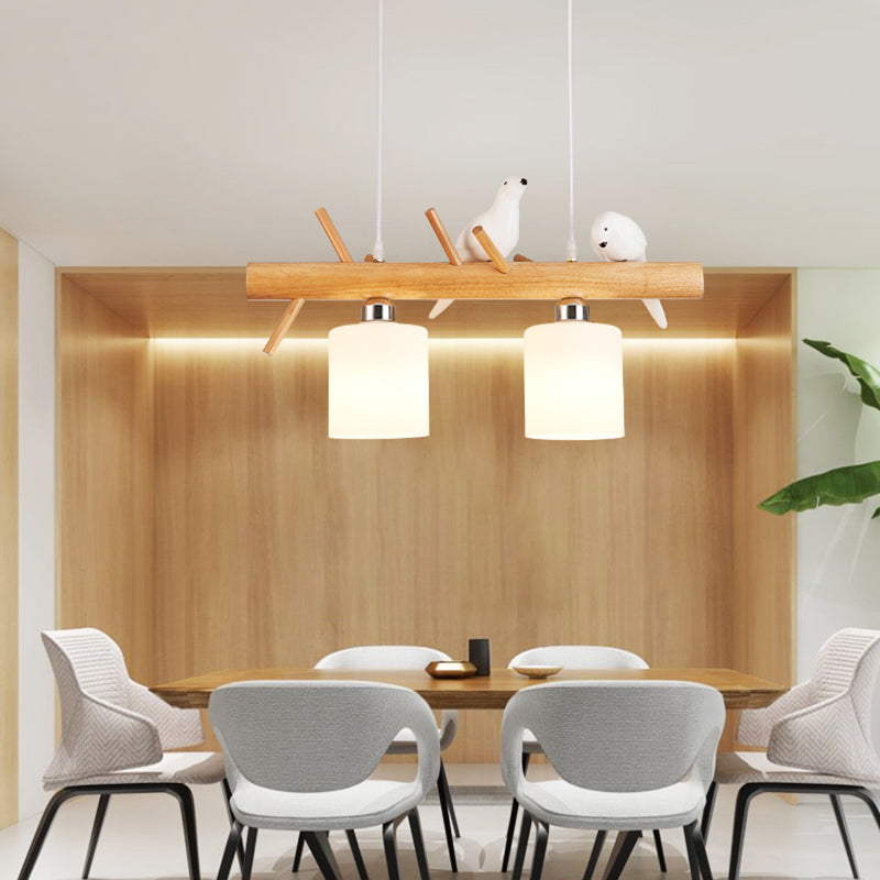 Luz de la isla colgante de cilindro de estilo moderno lámparas colgantes de vidrio blanco