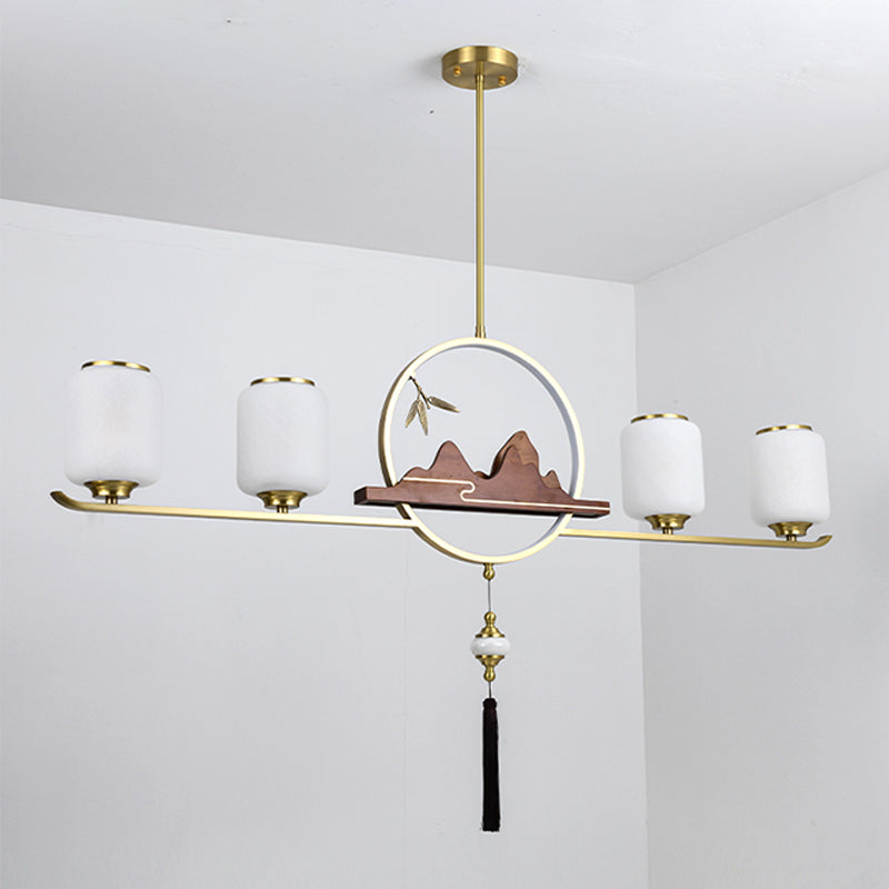 Simplicidad moderna Cilindro Luces de la isla de la isla Luces colgantes de vidrio blanco