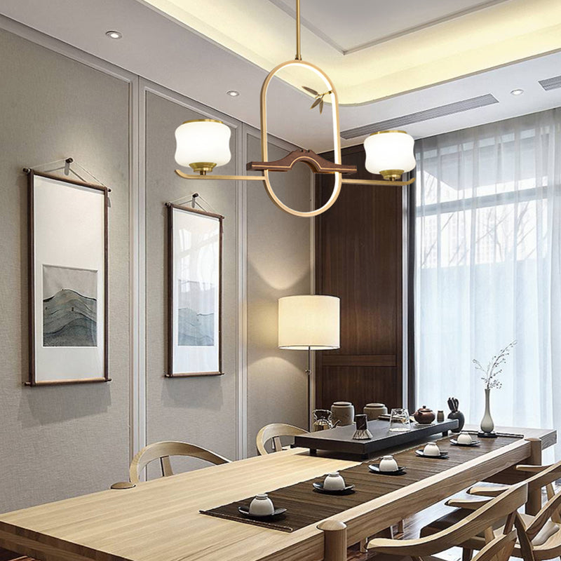 Simplicidad moderna Cilindro Luces de la isla de la isla Luces colgantes de vidrio blanco