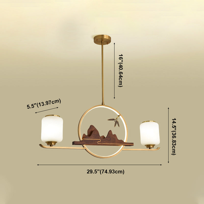 Simplicidad moderna Cilindro Luces de la isla de la isla Luces colgantes de vidrio blanco