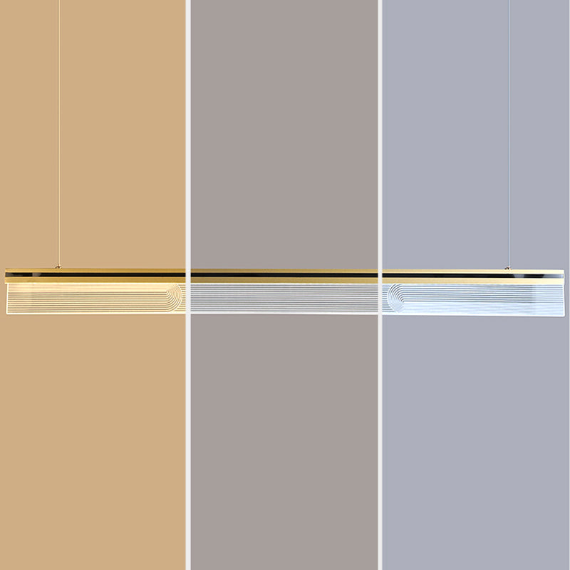 Lámpara colgante de restaurantes de 1 luces de la isla rectangular moderna con sombra acrílica transparente