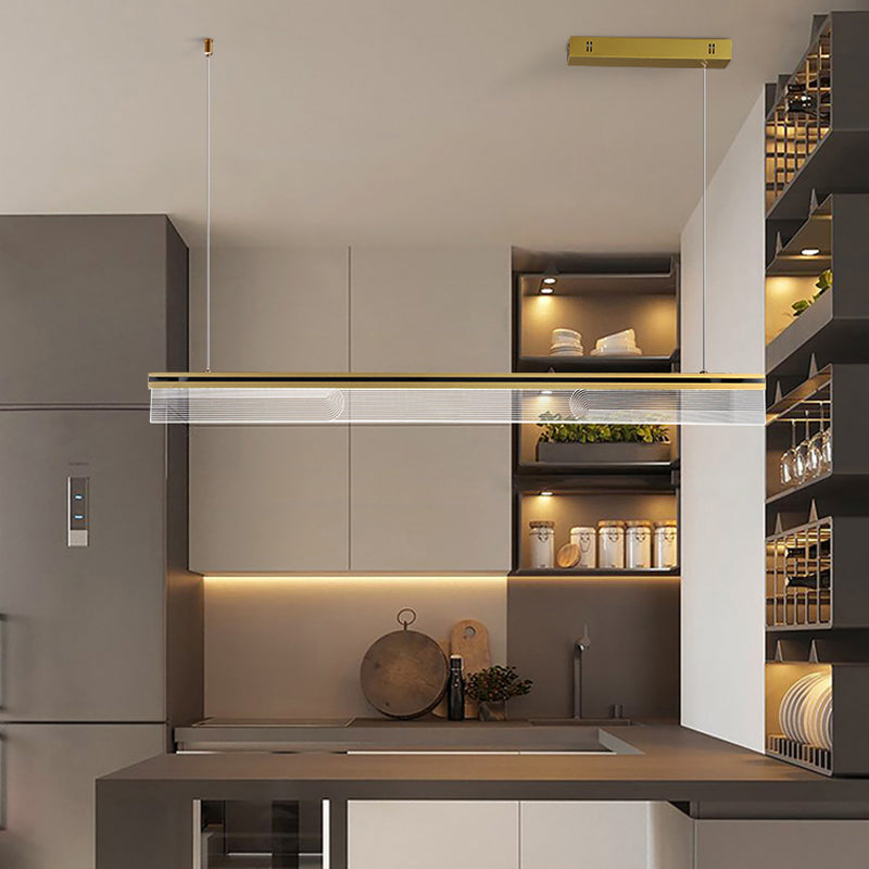 Lámpara colgante de restaurantes de 1 luces de la isla rectangular moderna con sombra acrílica transparente