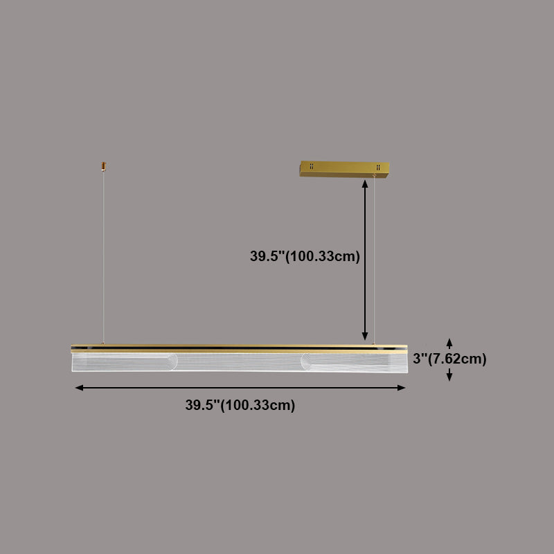 Lámpara colgante de restaurantes de 1 luces de la isla rectangular moderna con sombra acrílica transparente