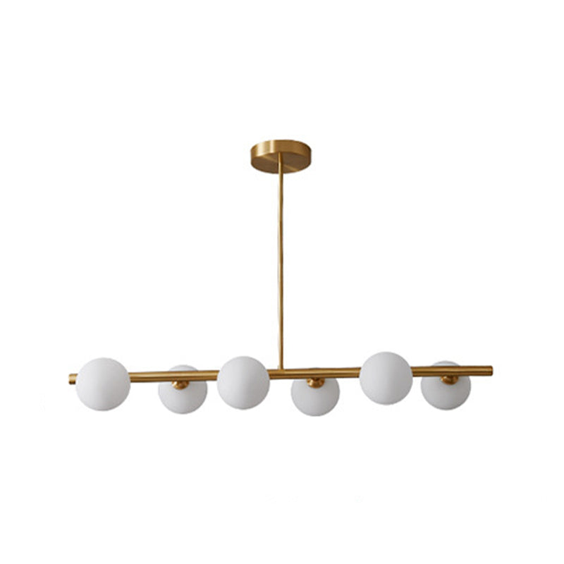 Gold Island Lights modernas lámparas colgantes de restaurantes múltiples con sombra de vidrio de globo