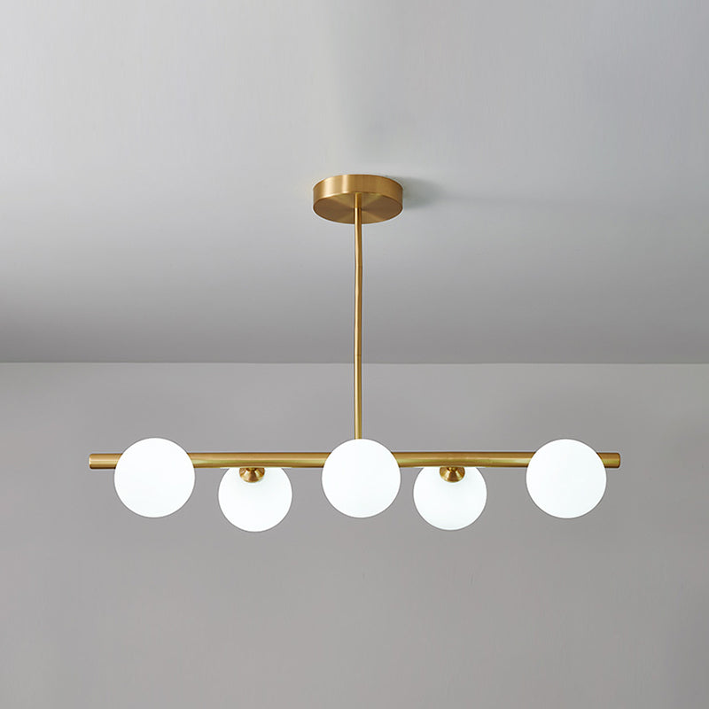 Gold Island Lights modernas lámparas colgantes de restaurantes múltiples con sombra de vidrio de globo