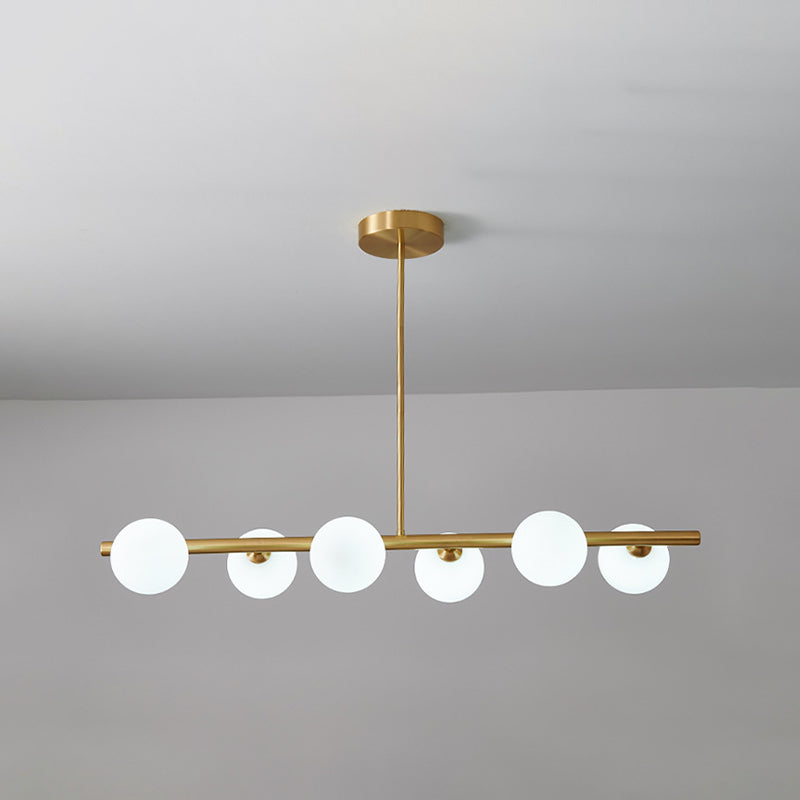 Gold Island Lights modernas lámparas colgantes de restaurantes múltiples con sombra de vidrio de globo