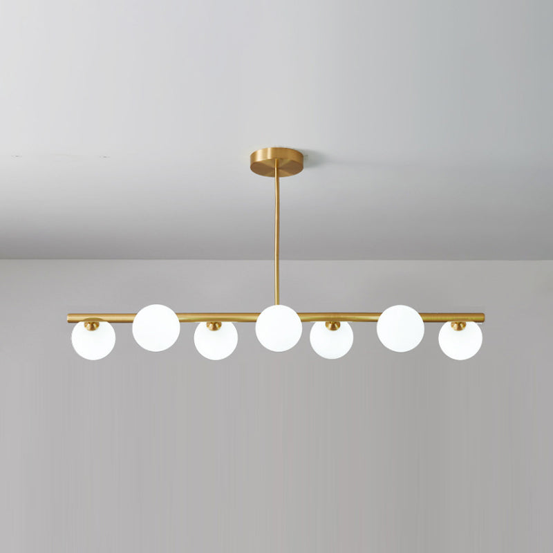 Gold Island Lights modernas lámparas colgantes de restaurantes múltiples con sombra de vidrio de globo