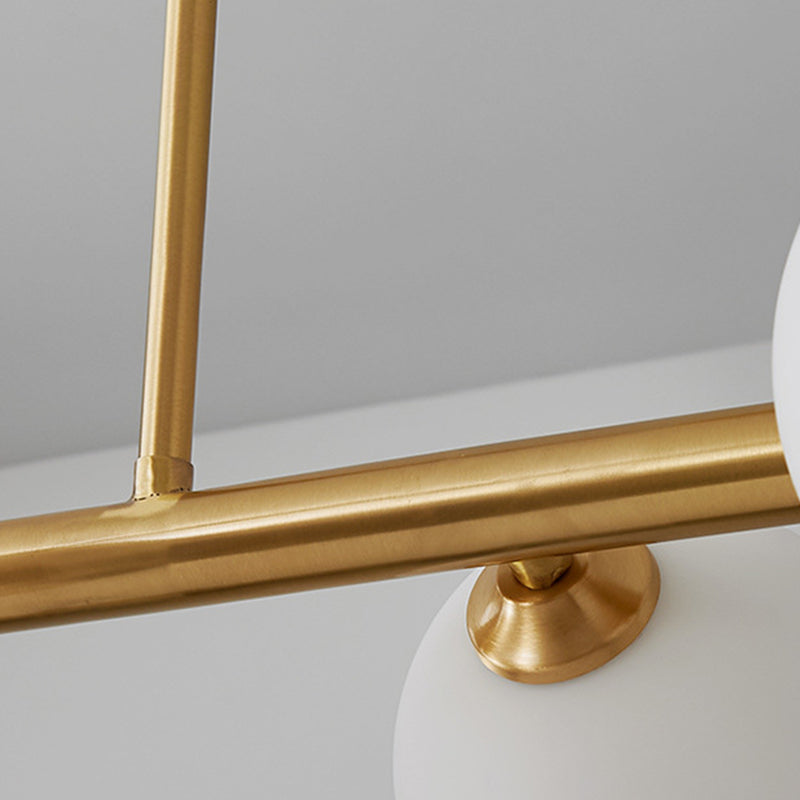 Gold Island Lights modernas lámparas colgantes de restaurantes múltiples con sombra de vidrio de globo