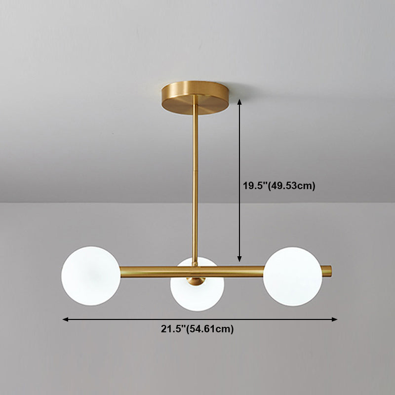 Gold Island Lights modernas lámparas colgantes de restaurantes múltiples con sombra de vidrio de globo