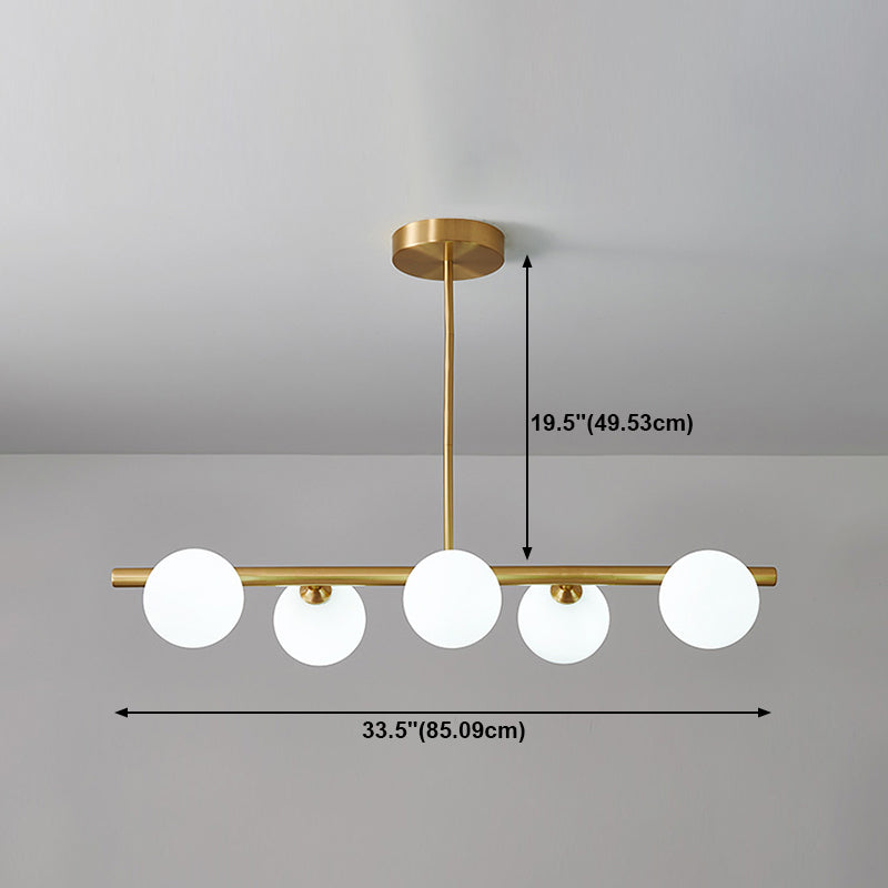 Gold Island Lights modernas lámparas colgantes de restaurantes múltiples con sombra de vidrio de globo
