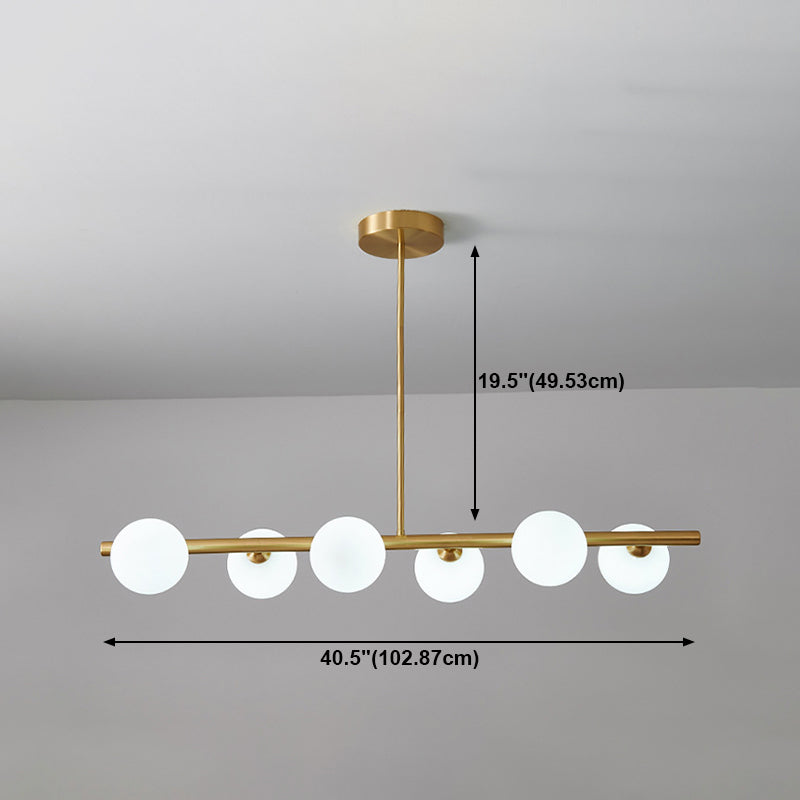 Gold Island Lights modernas lámparas colgantes de restaurantes múltiples con sombra de vidrio de globo