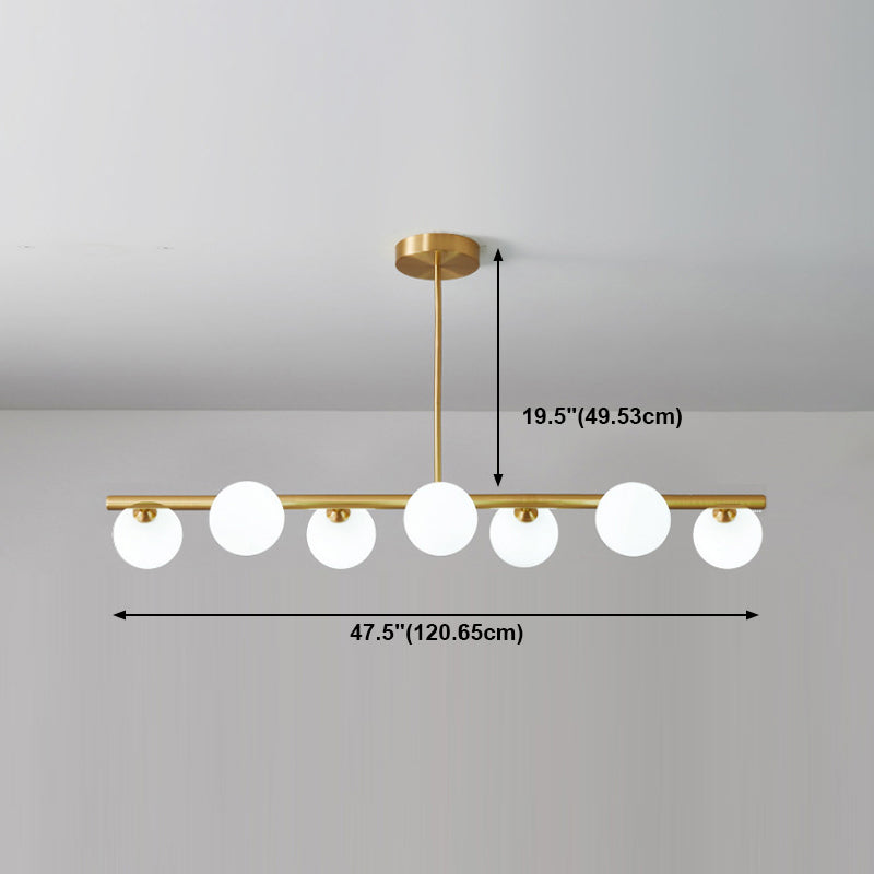 Gold Island Lights modernas lámparas colgantes de restaurantes múltiples con sombra de vidrio de globo