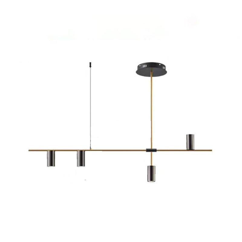 Modern Cylinder Island Light Fixtures Multi-Head Restaurant Hanging Lamp with Metal Shade