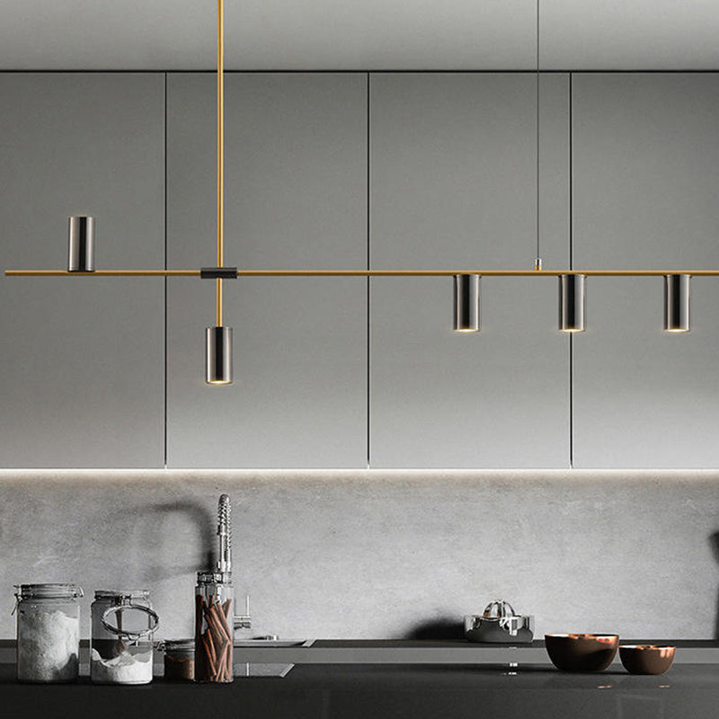 Lámpara de múltiples lámparas de lámparas de isla de cilindro moderna lámpara colgante con sombra de metal