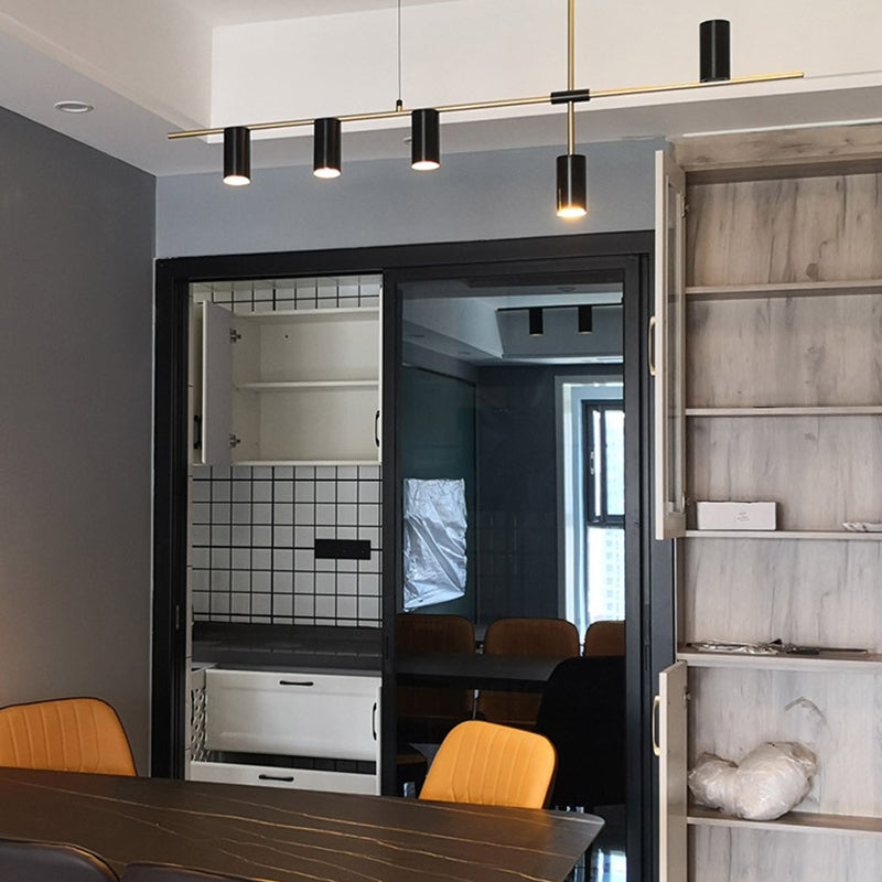 Lámpara de múltiples lámparas de lámparas de isla de cilindro moderna lámpara colgante con sombra de metal