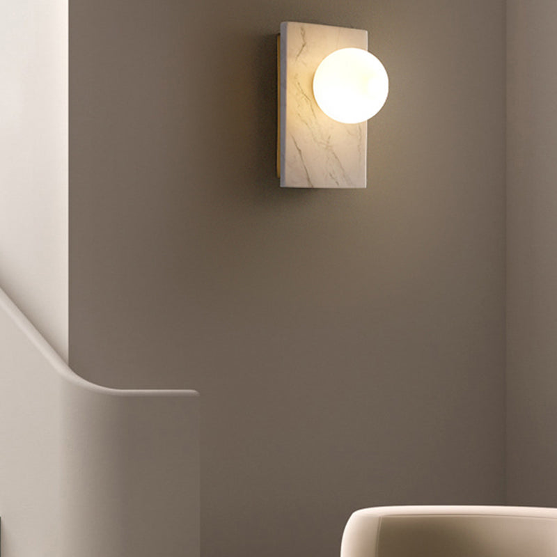 Modern Marble Wall Light Geometric Shape Wall Sconce with Glass for Living Room