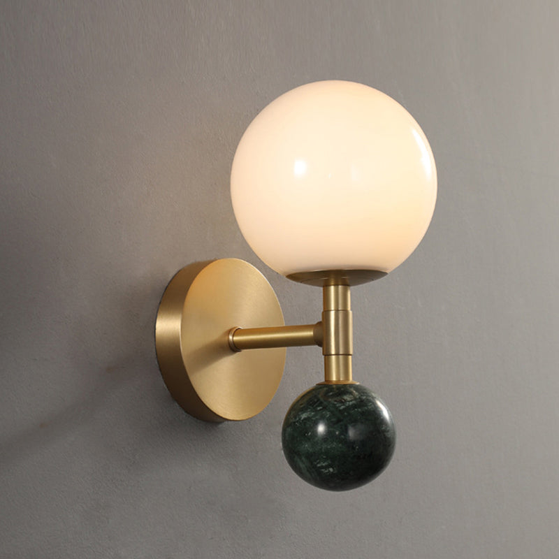 Modern Marble Wall Light Geometric Shape Wall Sconce with Glass for Living Room