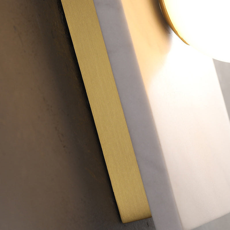 Modern Marble Wall Light Geometric Shape Wall Sconce with Glass for Living Room