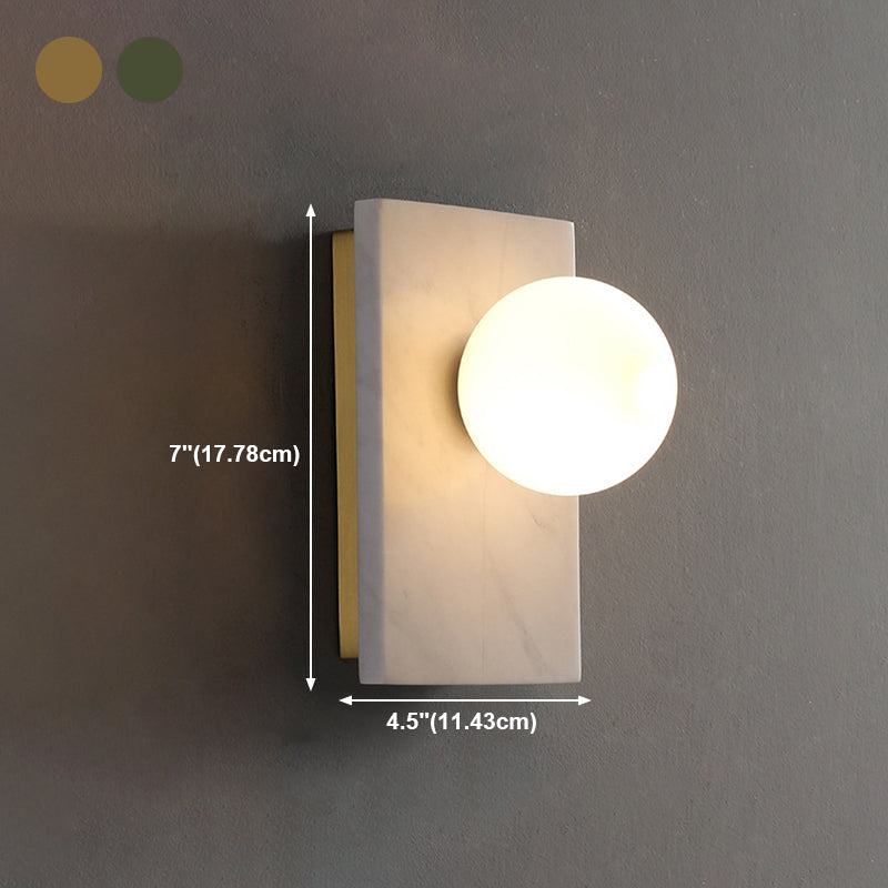 Modern Marble Wall Light Geometric Shape Wall Sconce with Glass for Living Room
