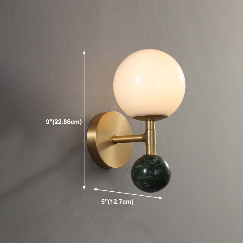 Modern Marble Wall Light Geometric Shape Wall Sconce with Glass for Living Room