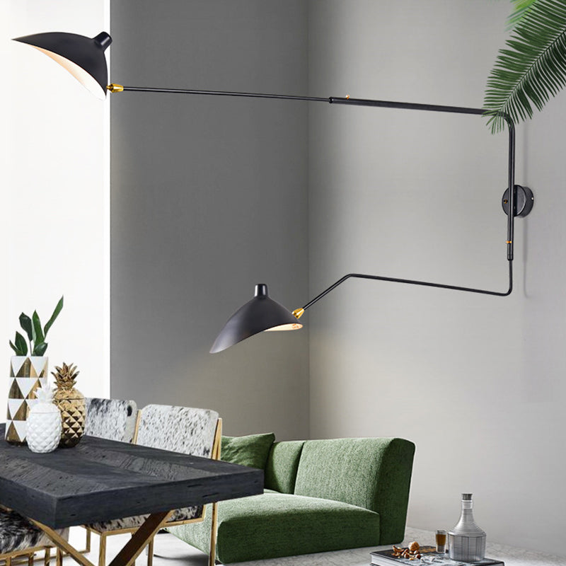 Nordic Metal Wall Light Cap Shape Swing Arm Wall Sconce for Living Room