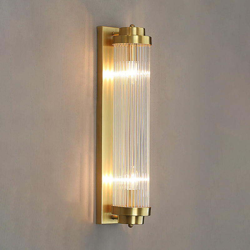 Half Cylinder Shade 2 Lights Wall Sconce Modern Style Crystal Wall Mount Light Fixture