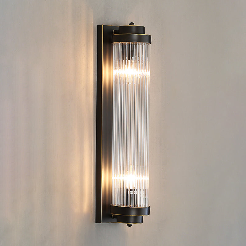 Half Cylinder Shade 2 Lights Wall Sconce Modern Style Crystal Wall Mount Light Fixture