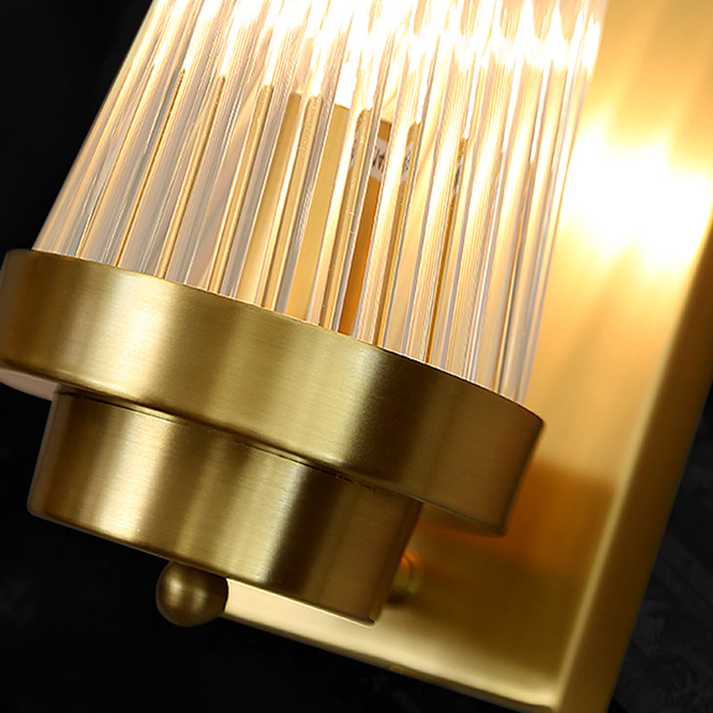 Half Cylinder Shade 2 Lights Wall Sconce Modern Style Crystal Wall Mount Light Fixture