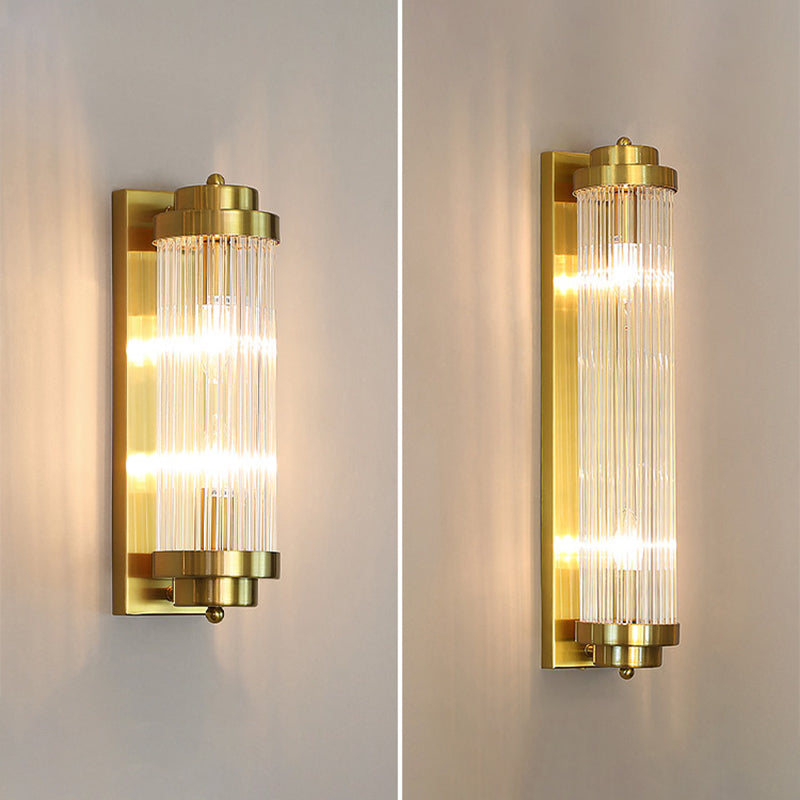 Half Cylinder Shade 2 Lights Wall Sconce Modern Style Crystal Wall Mount Light Fixture