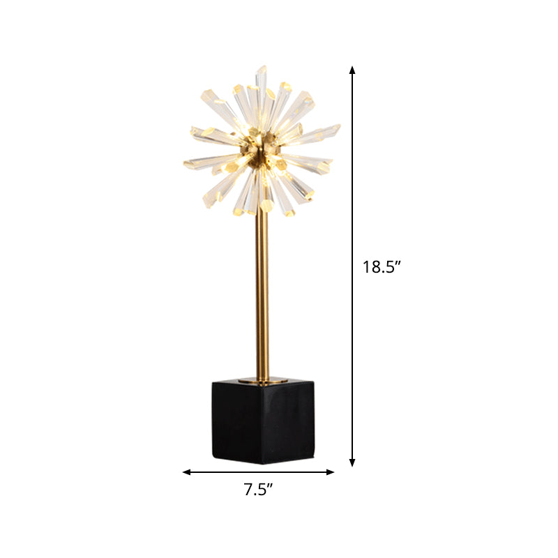 6 Heads Stamen Task Light Modern Faceted Crystal Nightstand Lamp in Gold with Marble Base