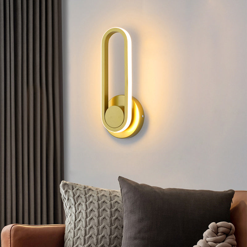 Oval Shape Metal Wall Light Modern Style 1 Light Wall Mount Light