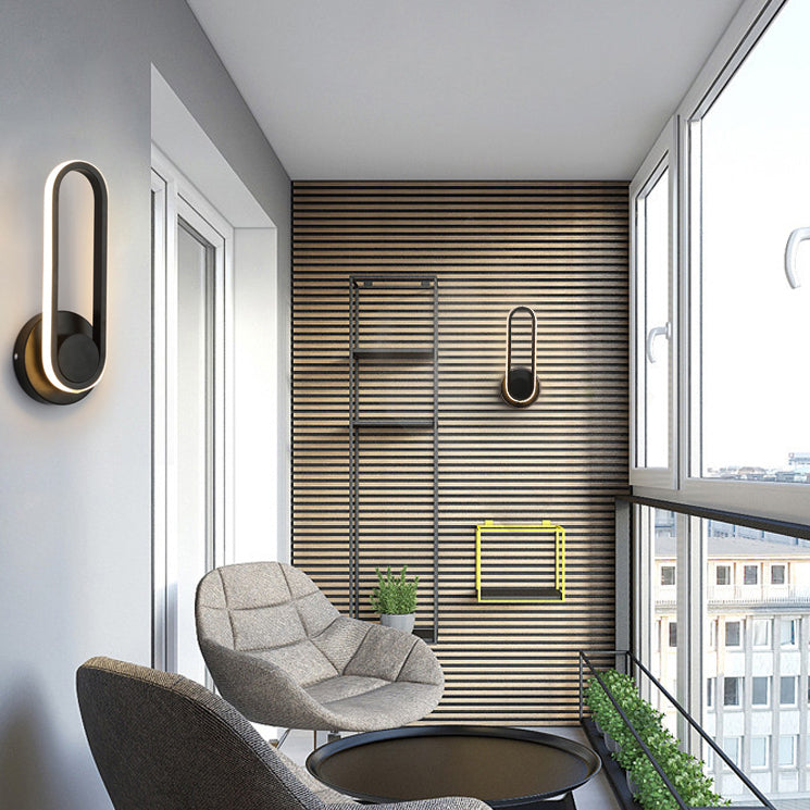 Forma ovalada de pared de metal estilo moderno 1 luz de montaje de pared ligera