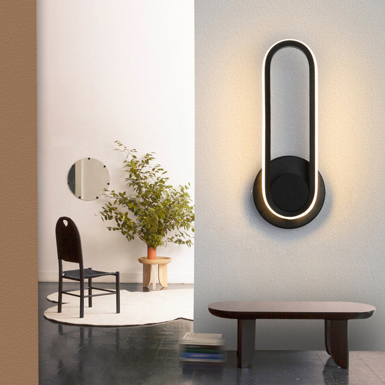 Oval Shape Metal Wall Light Modern Style 1 Light Wall Mount Light