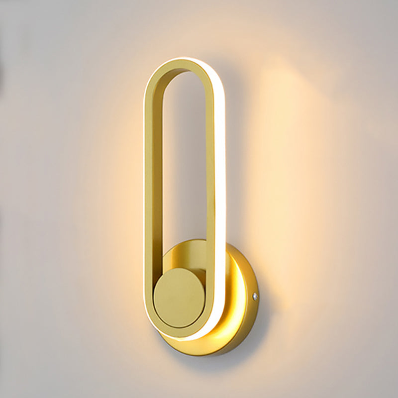 Oval Shape Metal Wall Light Modern Style 1 Light Wall Mount Light